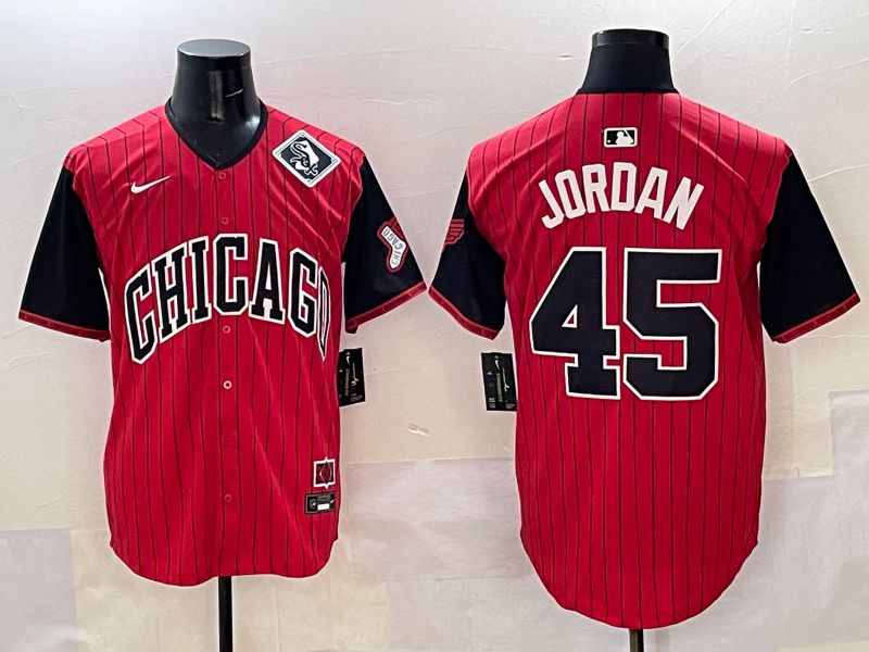 Men Chicago White Sox #45 Jordan Red Stripe Joint Name 2025 Nike MLB Jersey style 7
